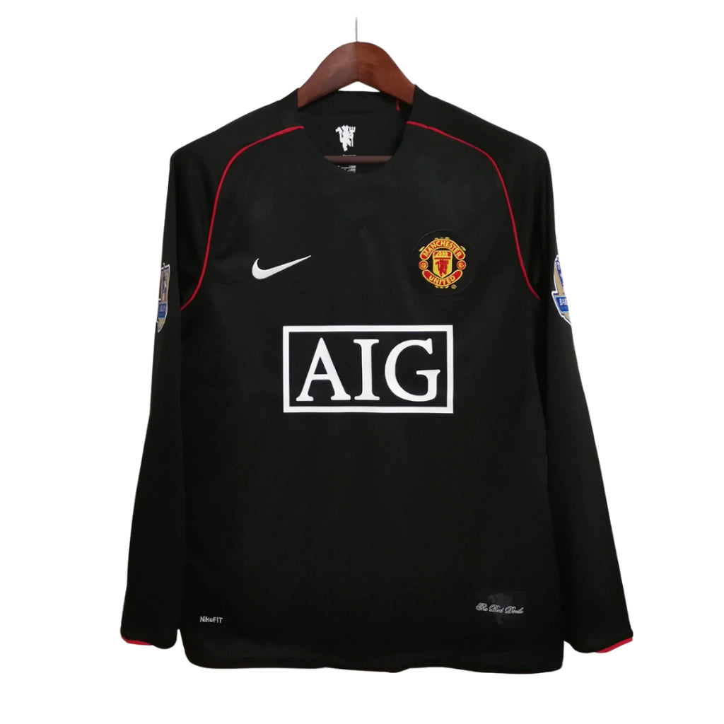 Camisa Manga Longa Retrô Manchester United II Cristiano Ronaldo #7 2008 - Torcedor Masculina - Preto