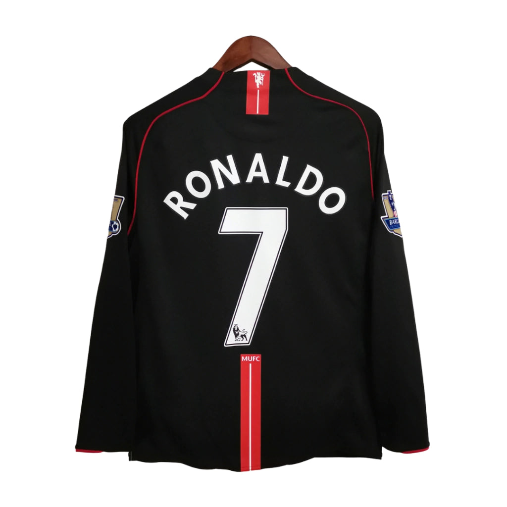 Camisa Manga Longa Retrô Manchester United II Cristiano Ronaldo #7 2008 - Torcedor Masculina - Preto