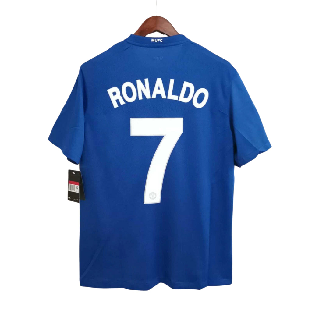 Camisa Retrô Manchester United III Cristiano Ronaldo #7 2008 - Torcedor Masculina - Azul