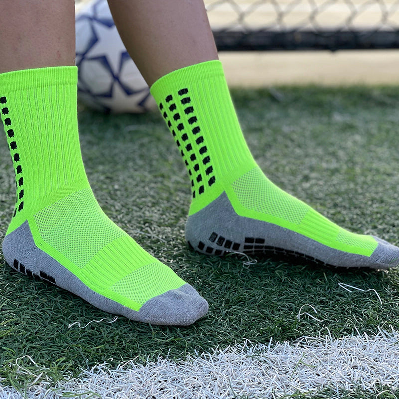 Meias de Futebol Antiderrapante - Cano Baixo - Verde Limão