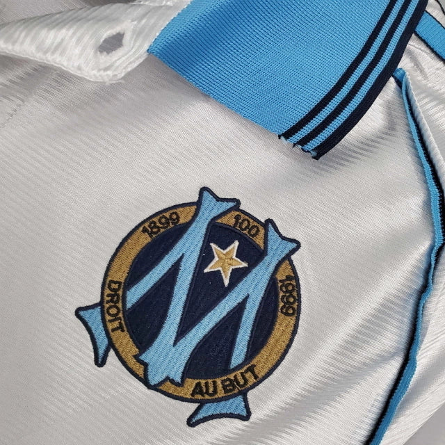 Camisa Retrô Marseille I (Home) 1998 - Torcedor Masculina - Branco - Manto Elegante