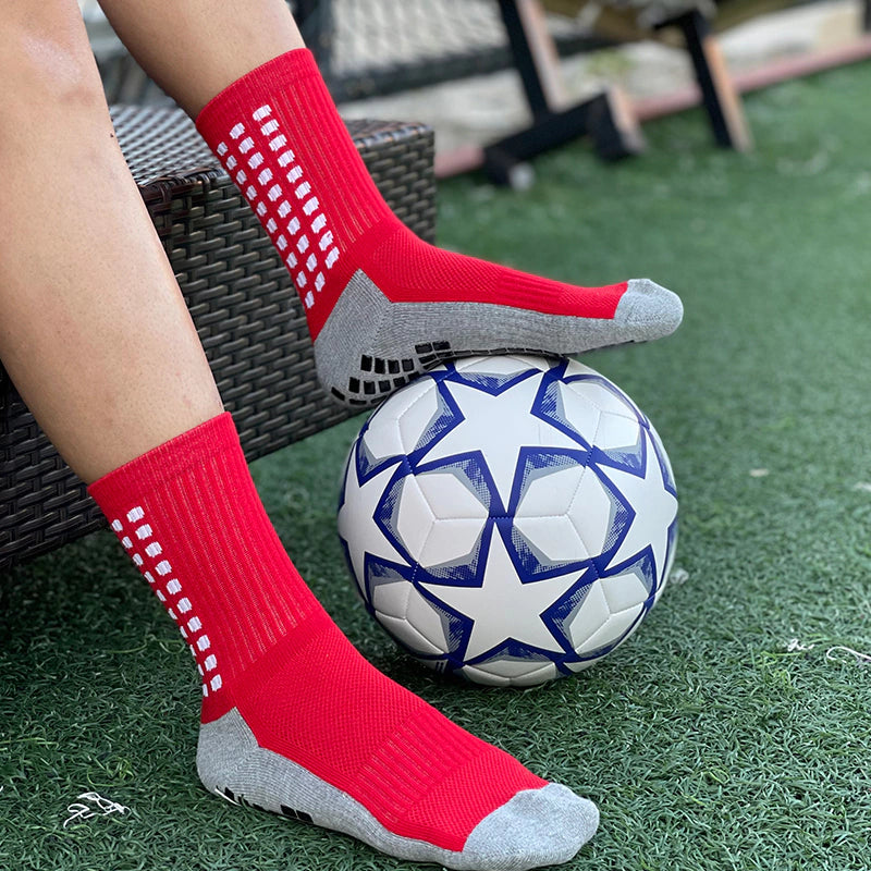 Meias de Futebol Antiderrapante - Cano Baixo - Vermelha
