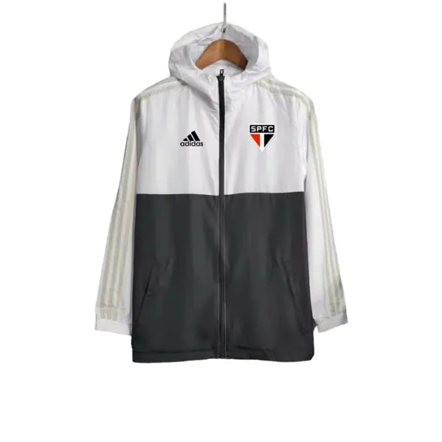 Jaqueta Corta-Vento São Paulo 23/24 - Masculina - Preto e Branco - Manto Elegante