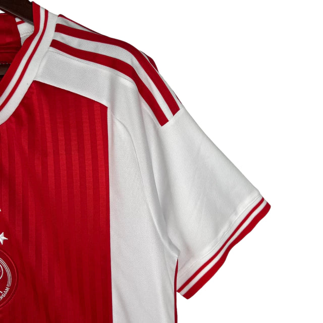 Camisa Ajax I (Home) 23/24 - Torcedor Masculina - Branco e Vermelho - Manto Elegante