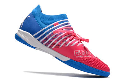 Chuteira de Futsal Puma Future Z 1.3 Azul e Rosa - Manto Elegante