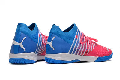 Chuteira de Futsal Puma Future Z 1.3 Azul e Rosa - Manto Elegante