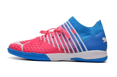 Chuteira de Futsal Puma Future Z 1.3 Azul e Rosa - Manto Elegante