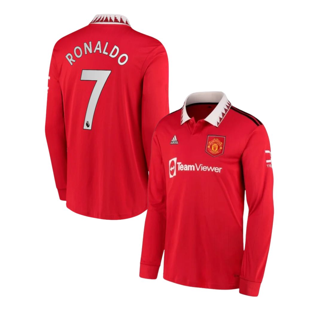 Camisa Manga Longa Manchester United I Cristiano Ronaldo #7 2022 - Torcedor Masculina - Vermelho