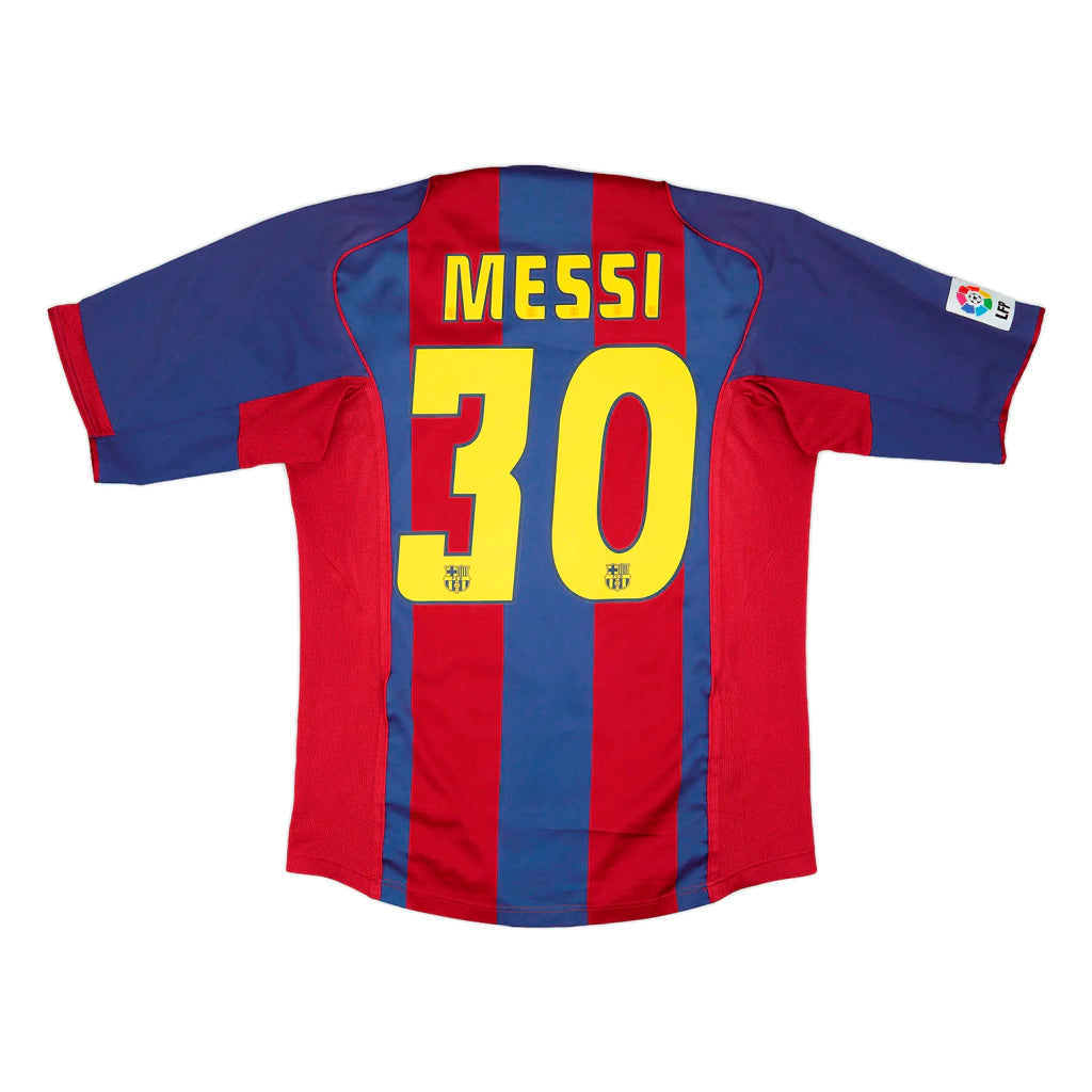 Camisa Retrô Barcelona I Messi #30 2004 - Torcedor Masculina - Vermelho e Azul