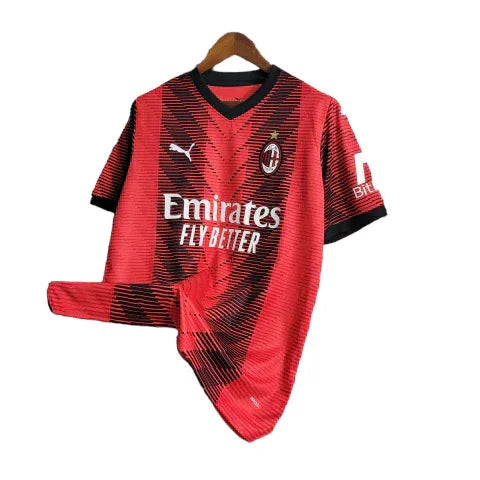 Camisa Milan I (Home) 23/24 - Torcedor Masculina - Vermelho e Preto - Manto Elegante
