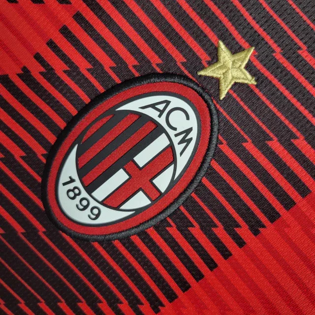 Camisa Milan I (Home) 23/24 - Torcedor Masculina - Vermelho e Preto - Manto Elegante