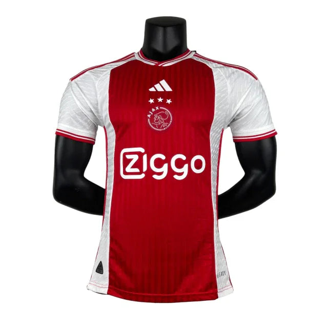 Camisa Ajax I (Home) 23/24 - Jogador Masculina - Branco e Vermelho - Manto Elegante