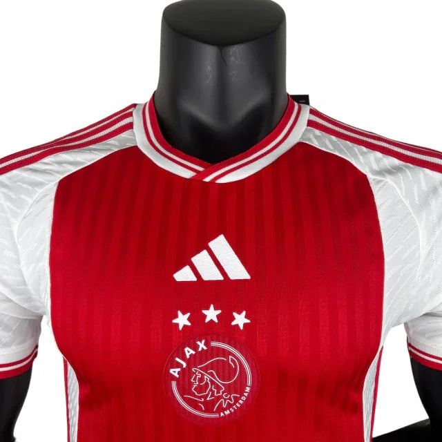Camisa Ajax I (Home) 23/24 - Jogador Masculina - Branco e Vermelho - Manto Elegante