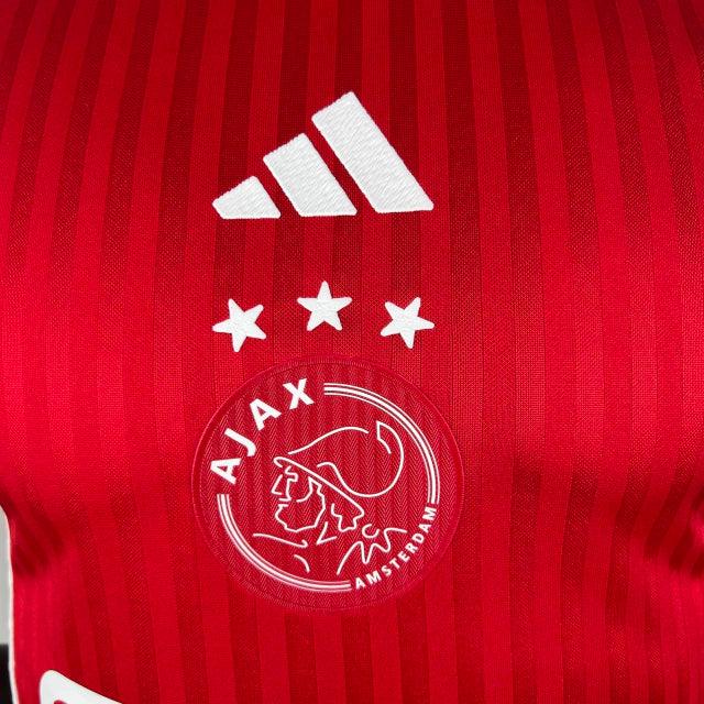Camisa Ajax I (Home) 23/24 - Jogador Masculina - Branco e Vermelho - Manto Elegante
