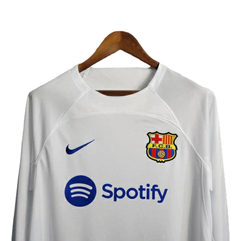 Camisa Manga Longa Barcelona II (Away) 23/24 - Torcedor Masculina - Branco - Manto Elegante