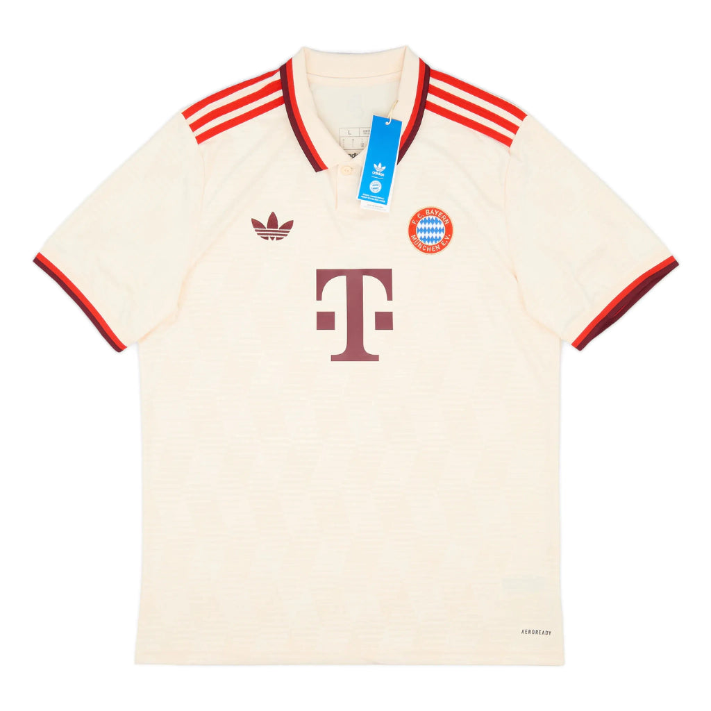 Camisa Bayern de Munique III (Third) 24/25 - Torcedor Masculina - Bege e Vermelho