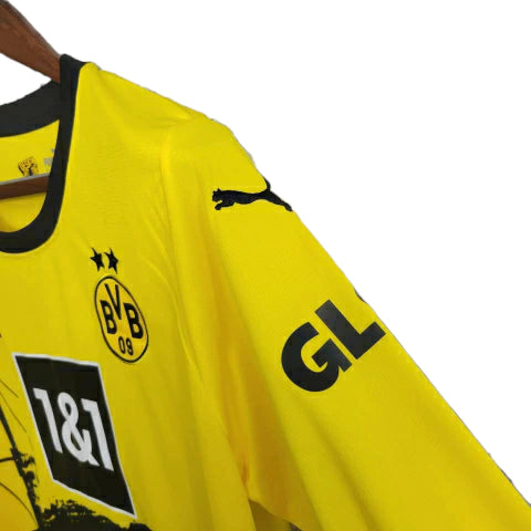 Camisa Manga Longa Borussia Dortmund I (Home) 23/24 - Torcedor Masculina- Amarelo - Manto Elegante
