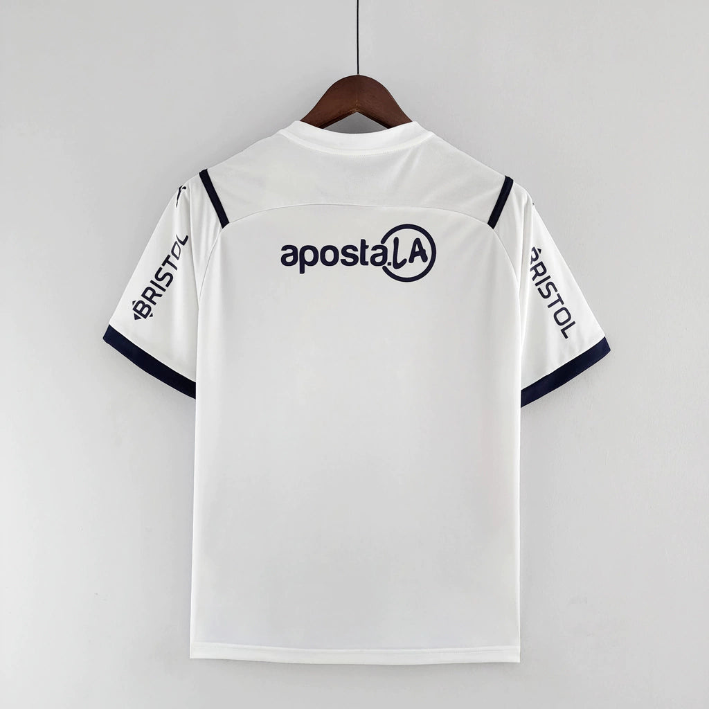 Camisa Cerro Portenho II (Away) 23/24 - Torcedor Masculina - Branco, Azul e Rosa - Manto Elegante