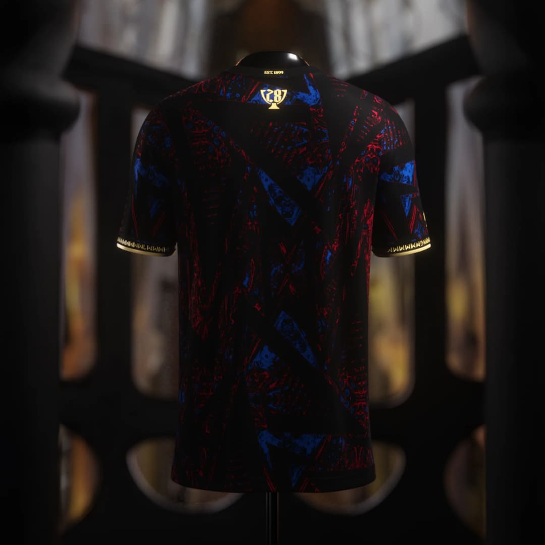 Camisa Barcelona Edição Especial "The Catalans" 25/26 "O novo campeão de 2025" - Torcedor Masculina - Preto, Vermelho e Azul