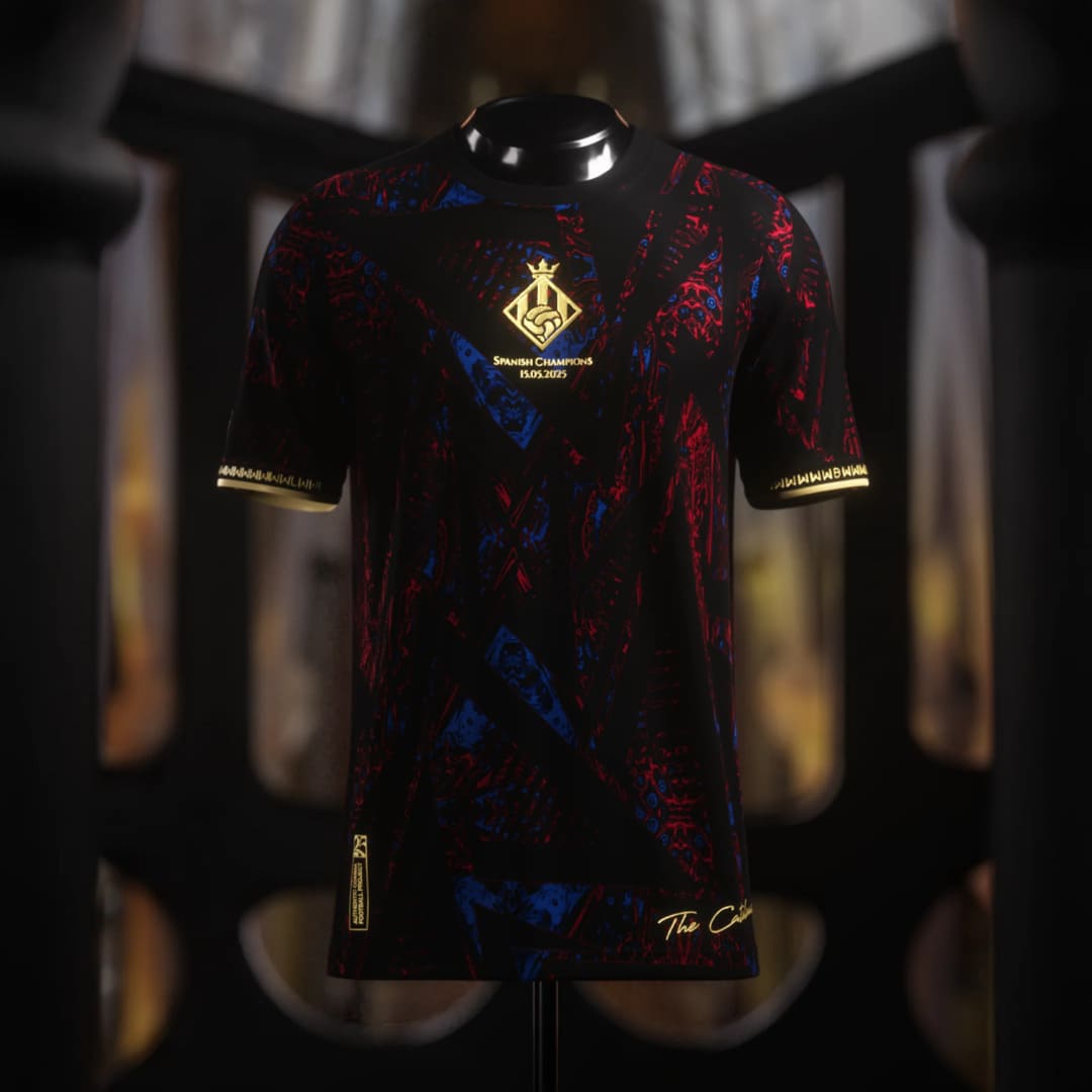 Camisa Barcelona Edição Especial "The Catalans" 25/26 "O novo campeão de 2025" - Torcedor Masculina - Preto, Vermelho e Azul