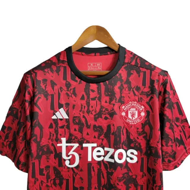 Camisa de Treino Manchester United 23/24 - Torcedor Masculina - Vermelho e Preto - Manto Elegante