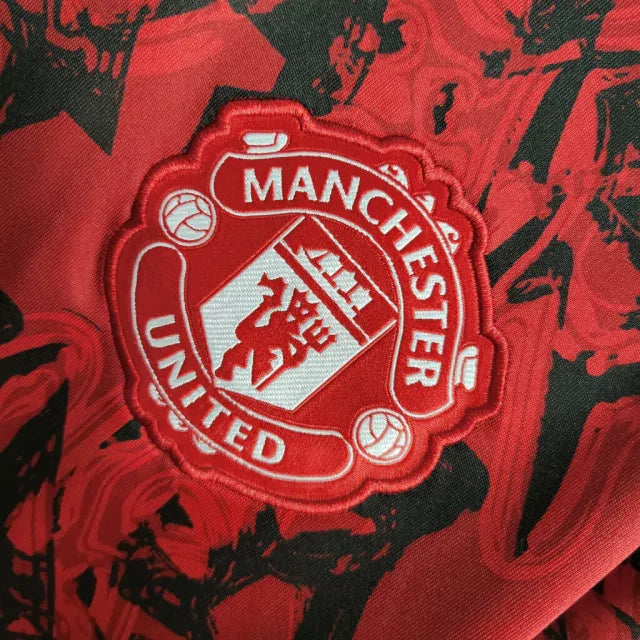 Camisa de Treino Manchester United 23/24 - Torcedor Masculina - Vermelho e Preto - Manto Elegante