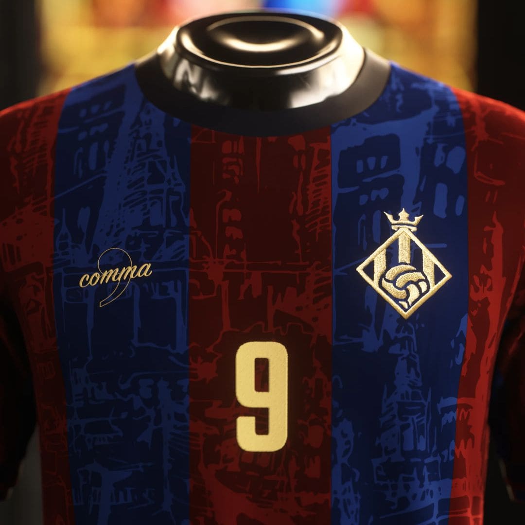 Camisa "Legends Of Barcelona" 24/25 - Suarez #9 EL PISTOLERO - Edição Especial Trio MSN - Torcedor Masculina - Vermelho e Azul