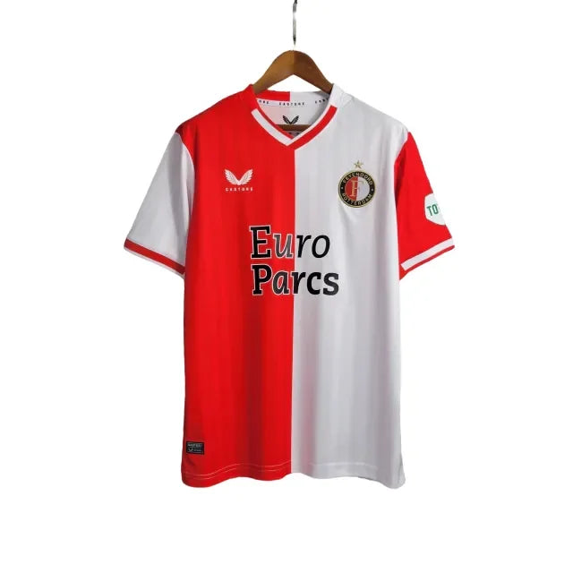 Camisa Feyenoord I (Home) 23/24 - Torcedor Masculina - Branco e Vermelho - Manto Elegante