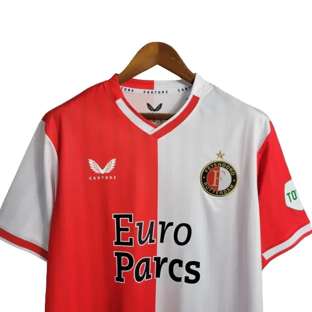 Camisa Feyenoord I (Home) 23/24 - Torcedor Masculina - Branco e Vermelho - Manto Elegante