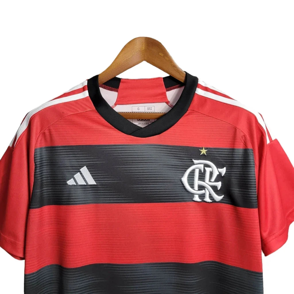 Camisa Flamengo I 23/24 - Torcedor Masculina - Vermelho e Preto - Manto Elegante