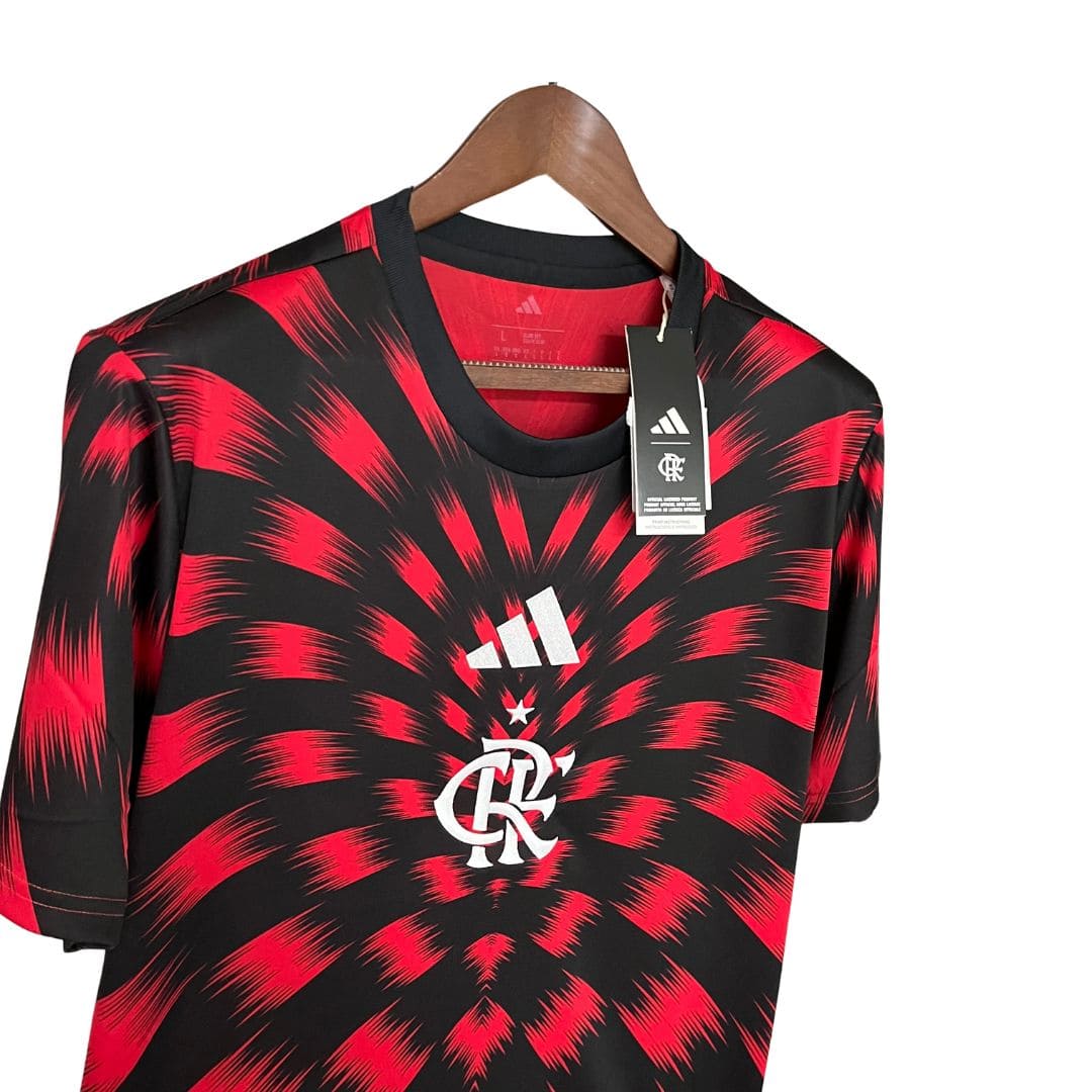 Camisa Pré Jogo Flamengo 25/26 - Torcedor Masculina - Vermelha e Preta