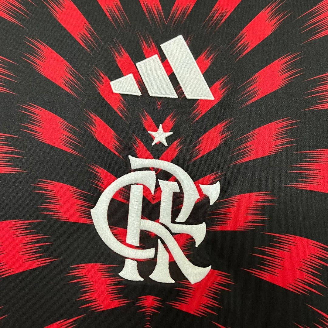 Camisa Pré Jogo Flamengo 25/26 - Torcedor Masculina - Vermelha e Preta