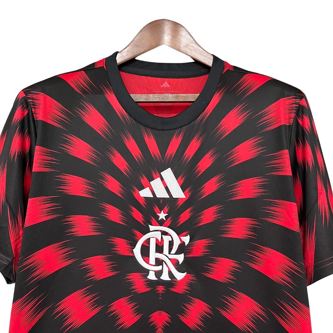 Camisa Pré Jogo Flamengo 25/26 - Torcedor Masculina - Vermelha e Preta