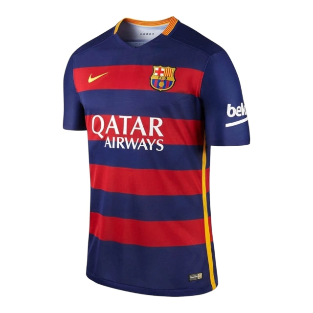 Camisa Retrô Barcelona I Neymar JR #11 2015 - Torcedor Masculina - Azul e Vermelho