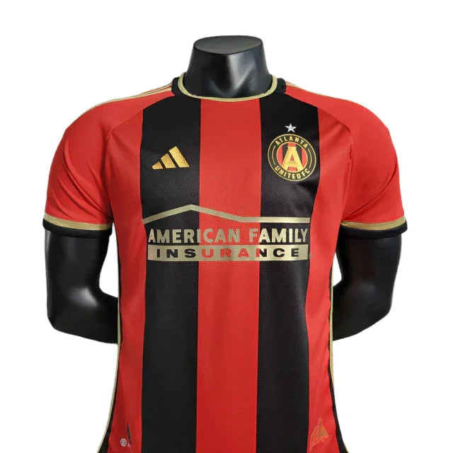 Camisa Atlanta United I (Home) 23/24 - Jogador Masculina - Vermelho e Preto - Manto Elegante