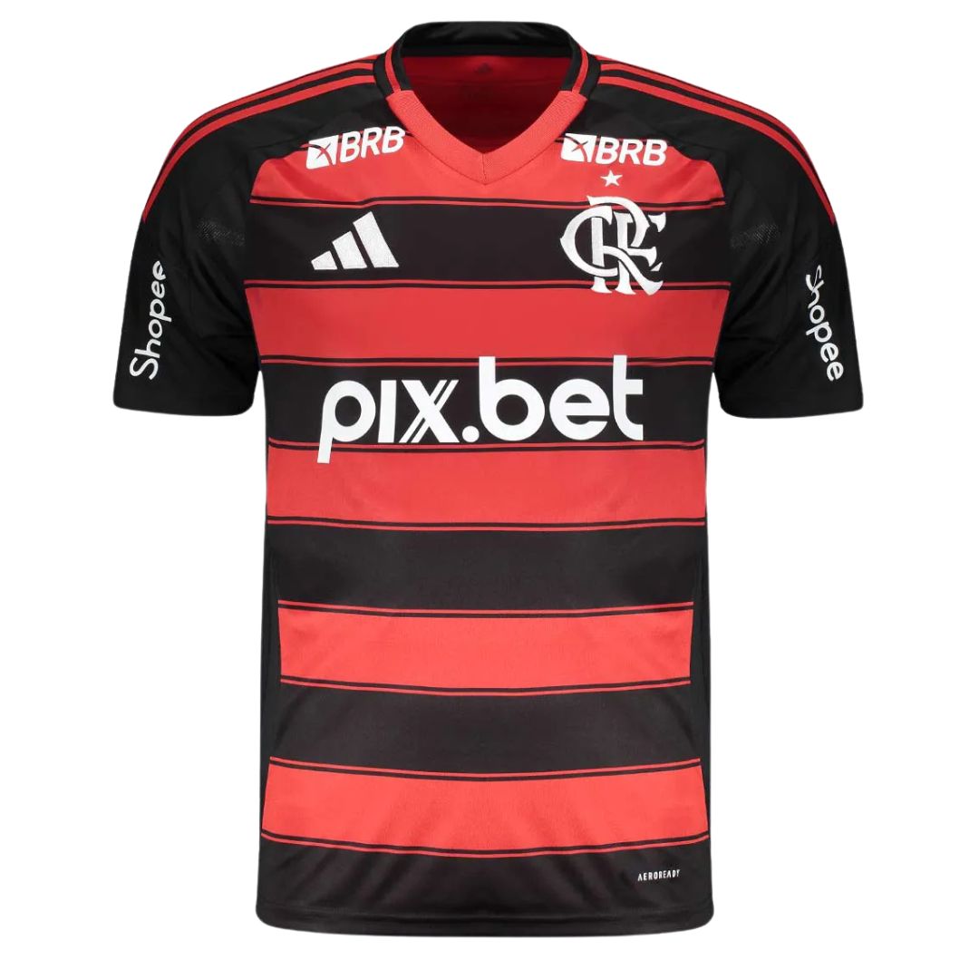 Camisa Flamengo I C/ Todos os Patrocínios 25/26 - Torcedor Masculina - Vermelho e Preto