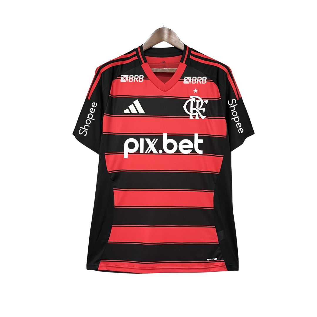 Camisa Flamengo I C/ Todos os Patrocínios 25/26 - Torcedor Masculina - Vermelho e Preto