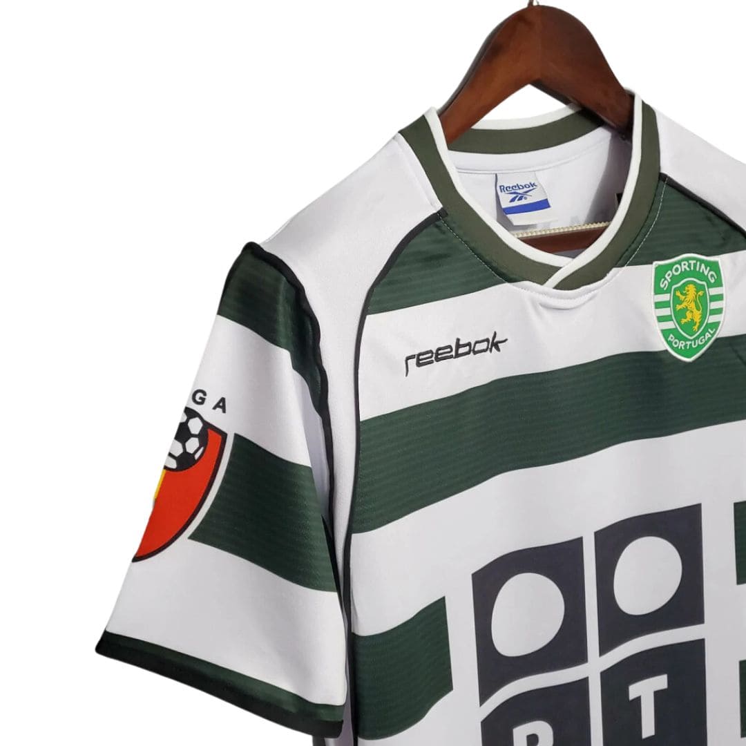 Camisa Retrô Sporting I (Home) 2001 - Torcedor Masculina - Verde e Branco