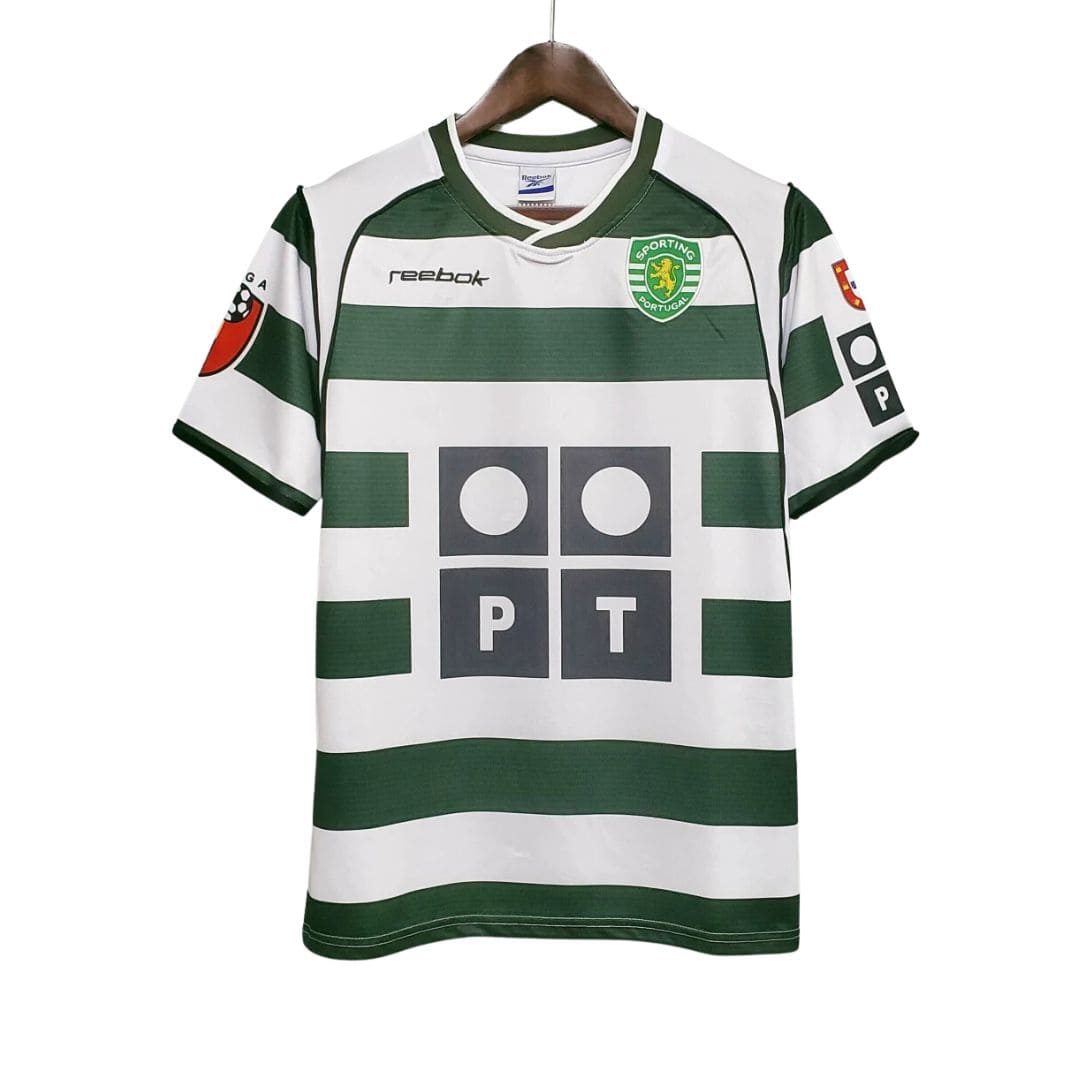 Camisa Retrô Sporting I (Home) 2001 - Torcedor Masculina - Verde e Branco