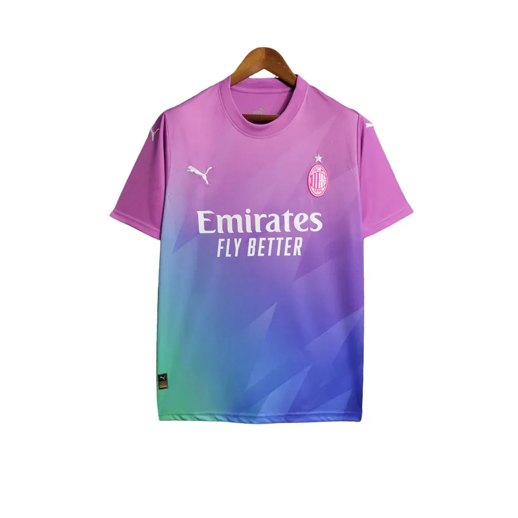 Camisa Milan III (Third) 23/24 - Torcedor Masculina - Roxo, Rosa, Azul e Verde - Manto Elegante