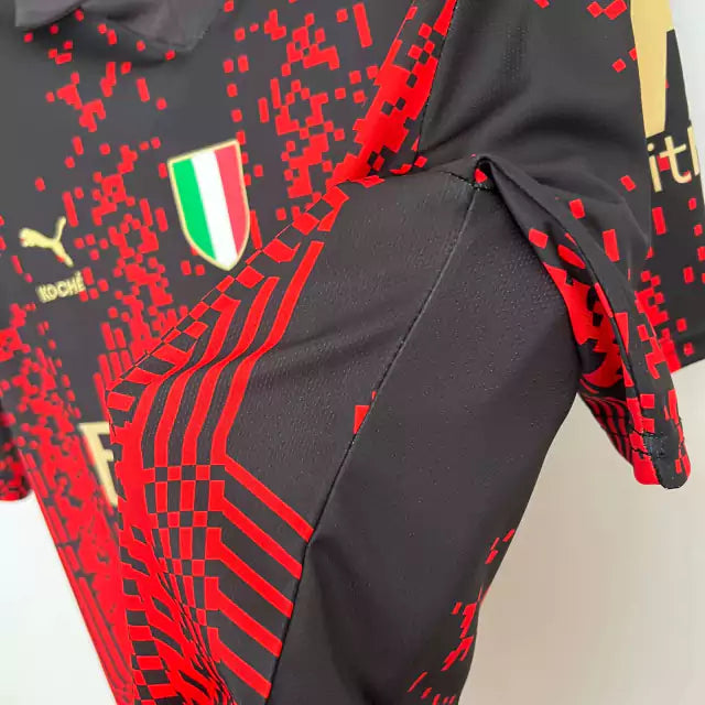 Camisa Milan IV (Fourth) 23/24 - Torcedor Masculina - Preto e Vermelho - Manto Elegante