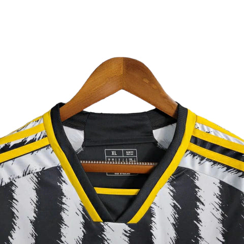 Camisa Manga Longa Juventus I (Home) 23/24 - Torcedor Masculina - Preto e Branco - Manto Elegante