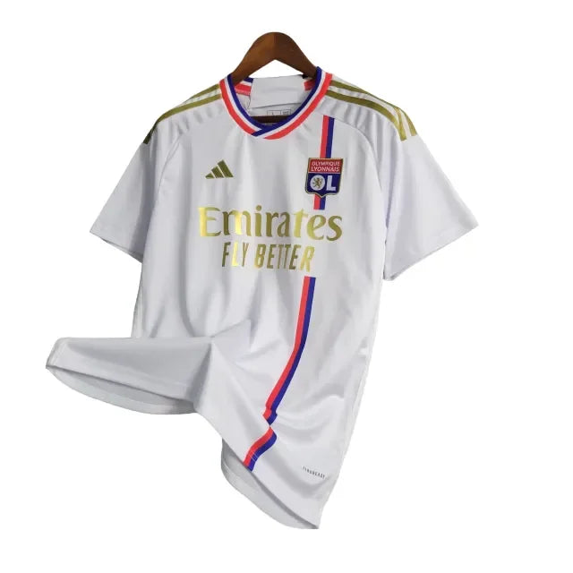 Camisa Lyon I (Home) 23/24 - Torcedor Masculina - Branco - Manto Elegante