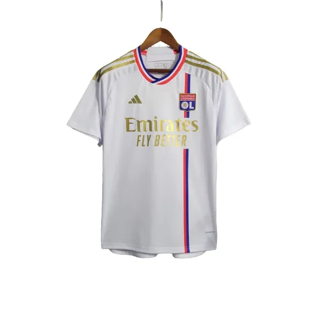 Camisa Lyon I (Home) 23/24 - Torcedor Masculina - Branco - Manto Elegante
