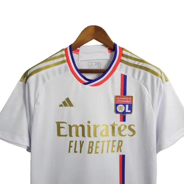 Camisa Lyon I (Home) 23/24 - Torcedor Masculina - Branco - Manto Elegante