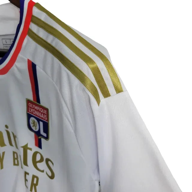 Camisa Lyon I (Home) 23/24 - Torcedor Masculina - Branco - Manto Elegante