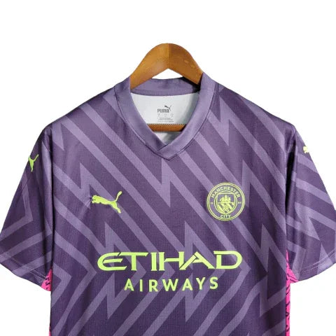 Camisa de Goleiro Manchester City 23/24 - Torcedor Masculina - Roxo - Manto Elegante