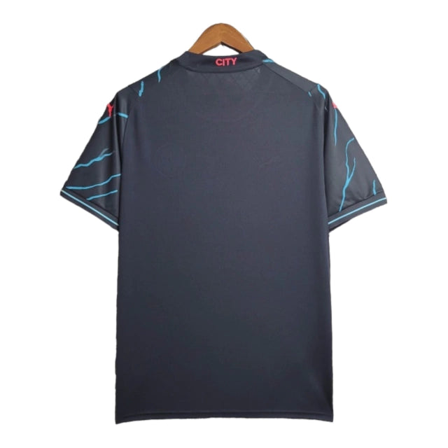 Camisa Manchester City III (Third) 23/24 - Torcedor Masculina - Preto e Azul - Manto Elegante