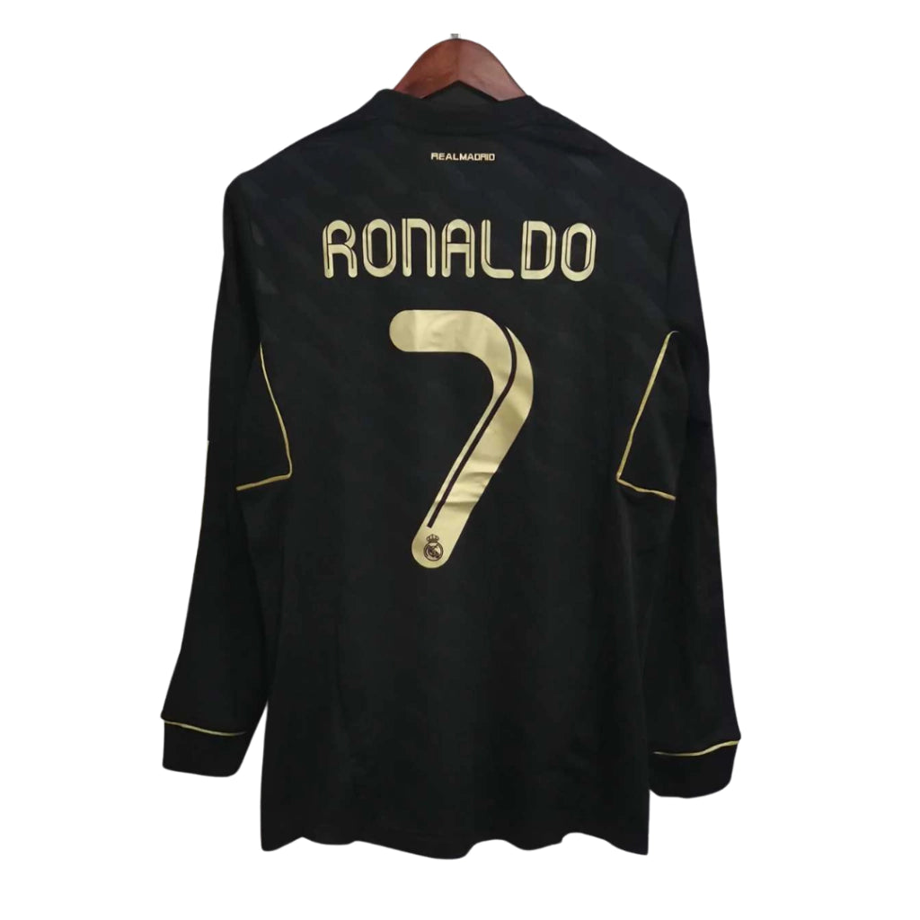 Camisa Manga Longa Retrô Real Madrid II Cristiano Ronaldo #7 2011 - Torcedor Masculina - Preto