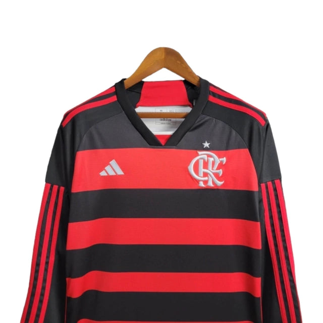 Camisa Manga Longa Flamengo I 24/25 - Torcedor Masculina - Vermelho e Preto - Manto Elegante